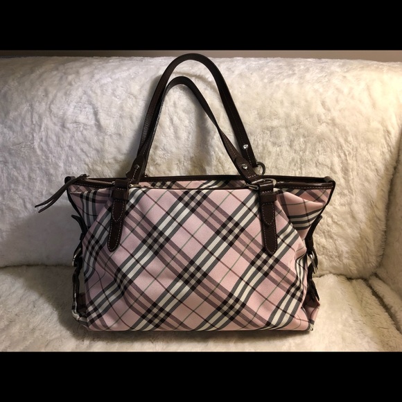 Burberry Blue Label Pink Nova Check canvas Handbag